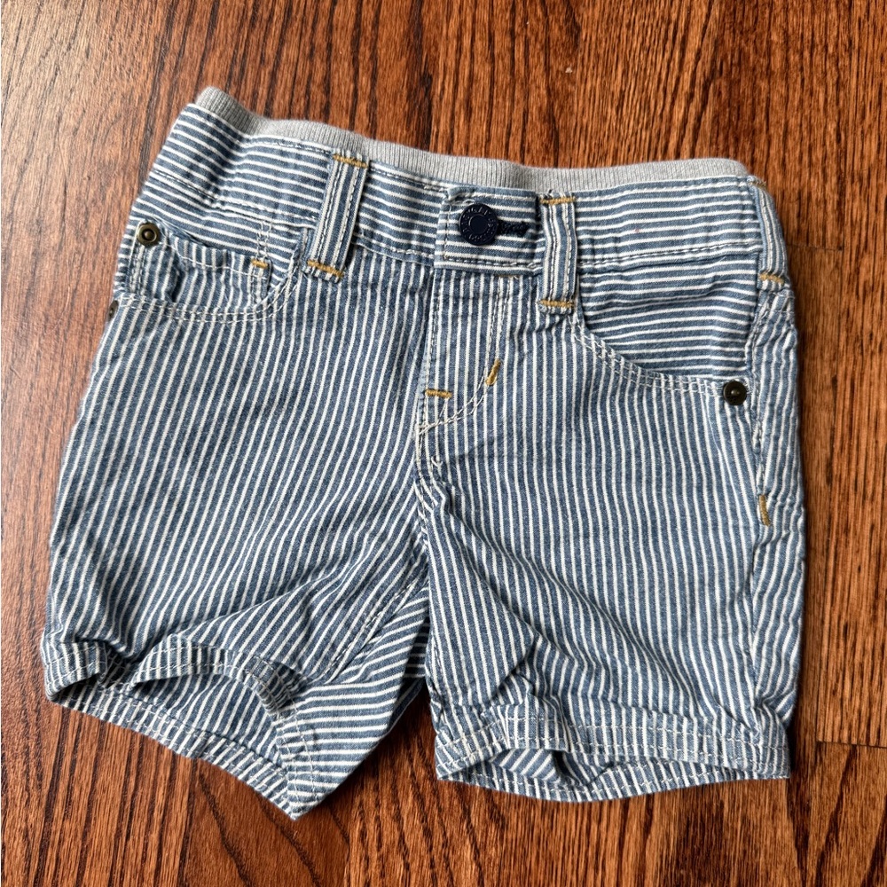 GAP Blue & White Striped Toddler Shorts - Size 12-18 months